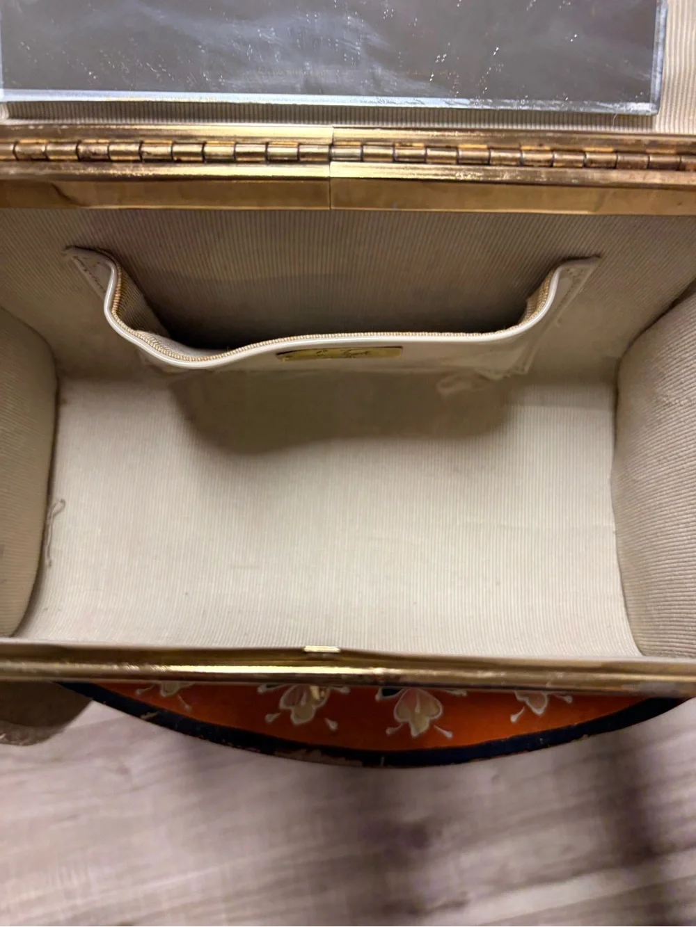 Classic Cream Box Handbag with Gold Trim